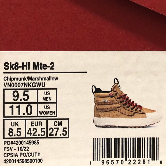 Vans Sk8-Hi Mte-2.0 “Chipmunk/Marshmallow” - Picture 8 of 9